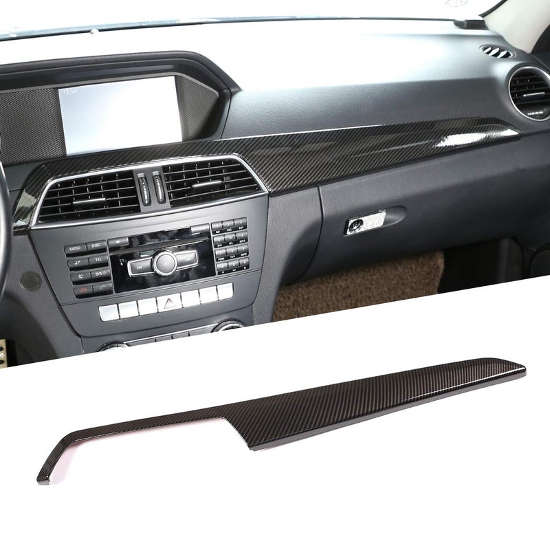 CHEYA ABS Pine Wood Grain Carbon Fiber Car Center Console Dashboard Cover Panel for Mercedes Benz C Class W204 2010-2013 Left Hand Drive Accessories (Carbon Fiber) - Image 1